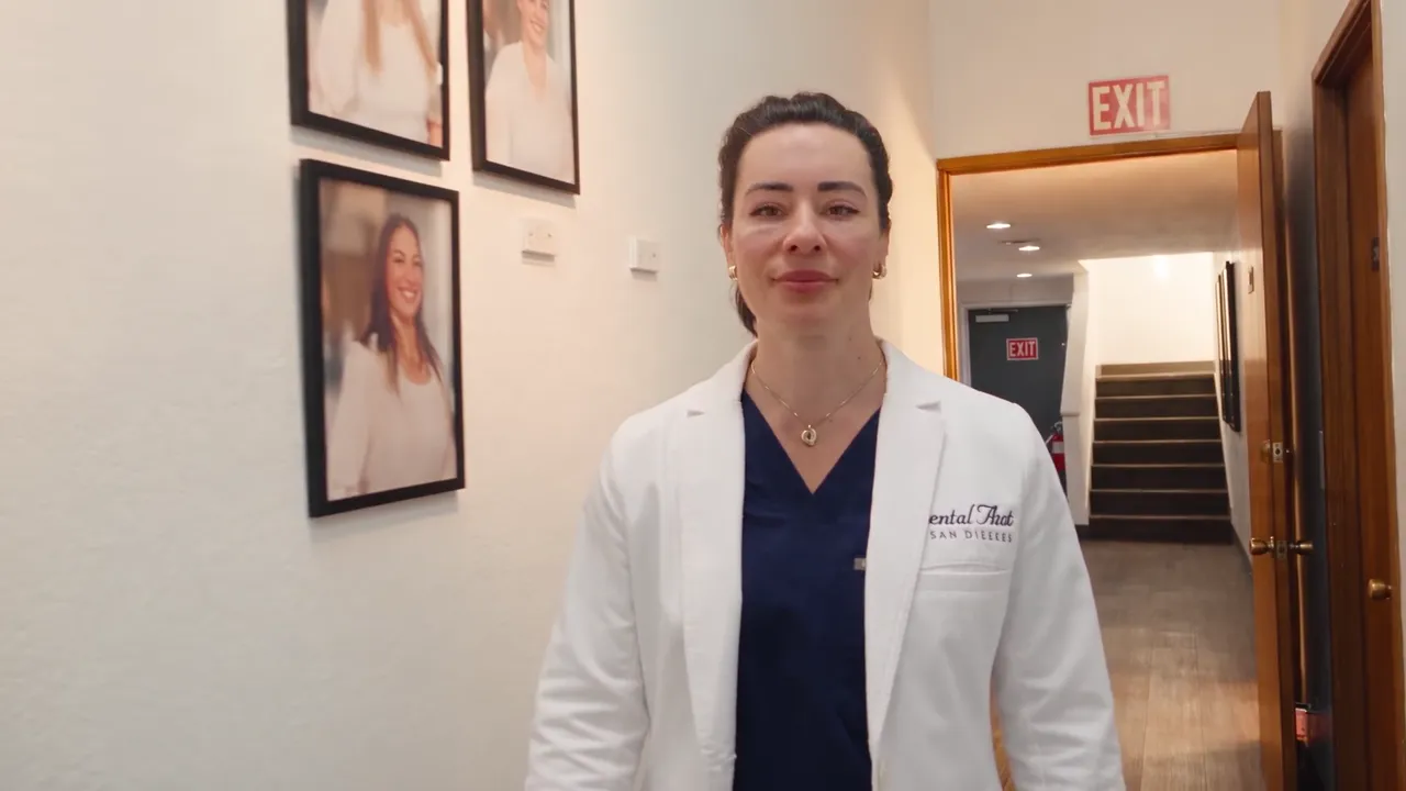 A dentist's digital twin in the hallway of her own practice