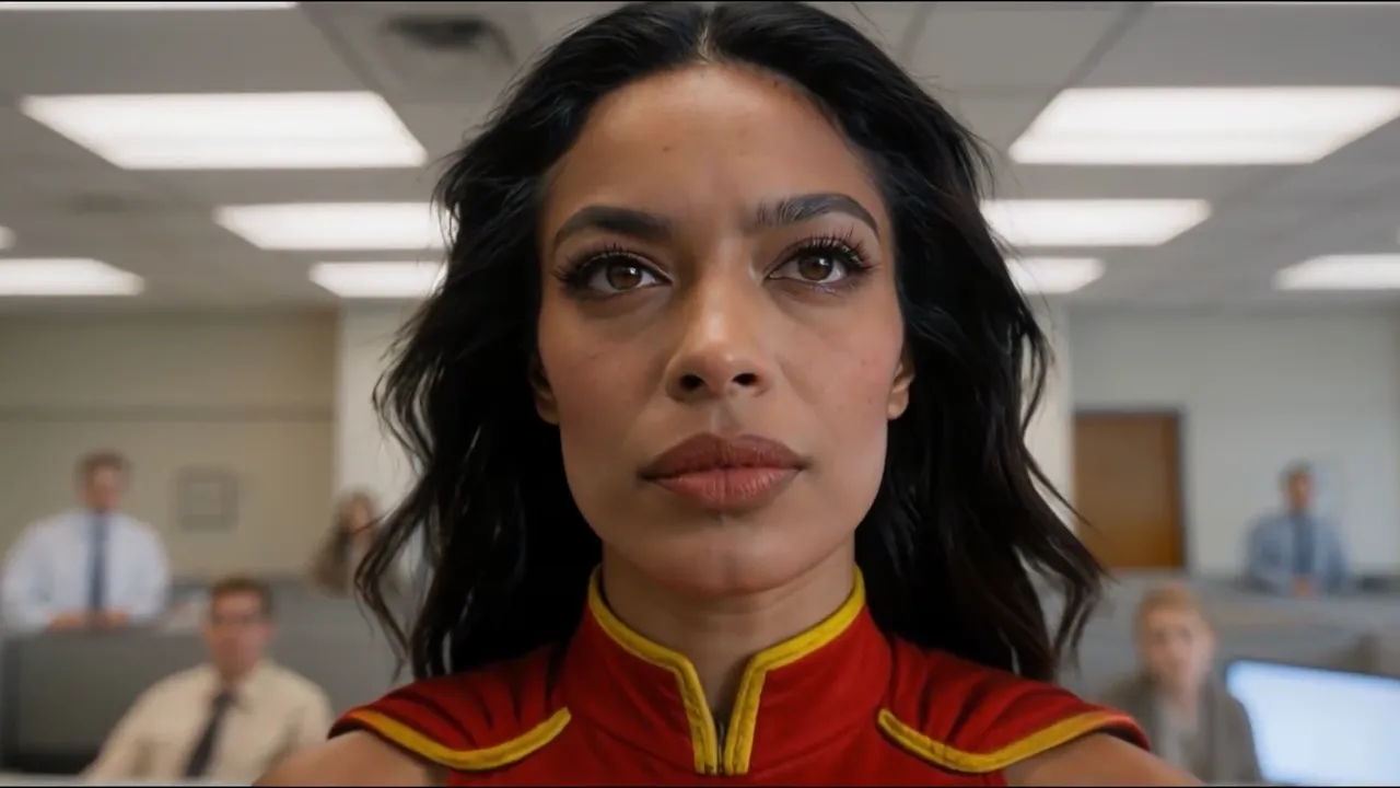 Ethica, an original superhero character, in the teaser trailer